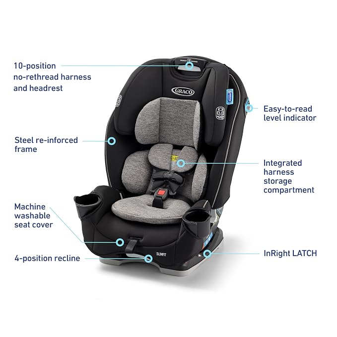 Graco Slimfit 3-in-1 Convertible Car Seat, Ultra-Space-Saving Design, Suitable - Image 7