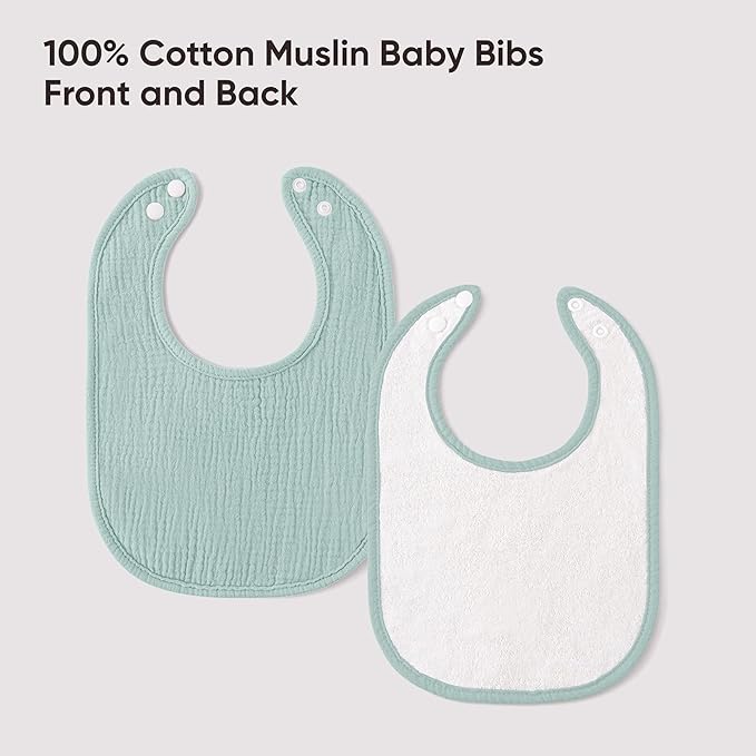 100% Cotton Muslin Baby Bibs 10-Pack Baby Drool Bibs - Image 6