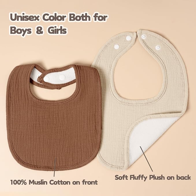 Susurration Muslin Baby Bibs 8 Pack Bandana Drool Bibs, Soft Square Adjustable - Image 4