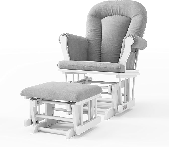 Child Craft Cozy Glider Rocker and Ottoman Set, Padded Cushion by ChildCraft