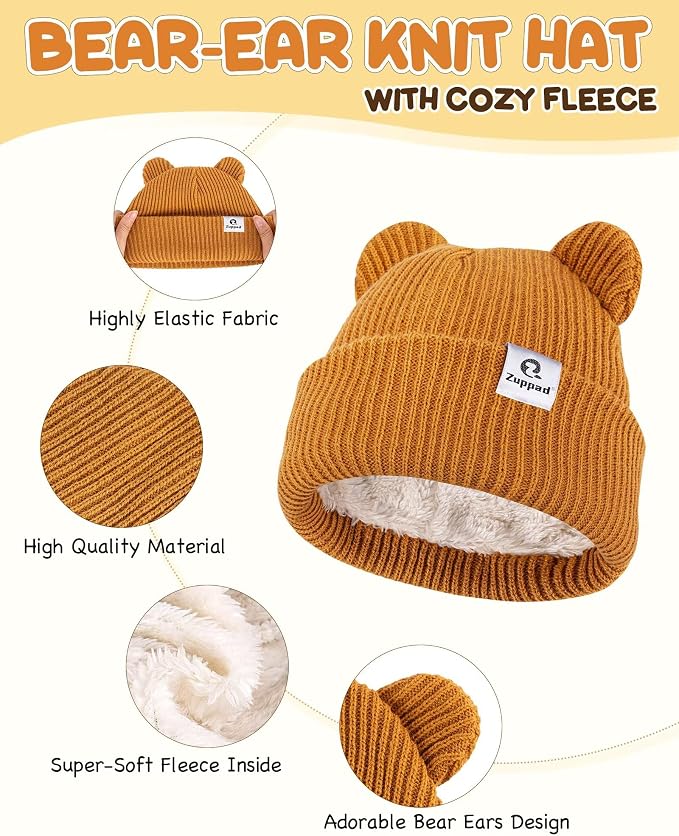 Baby Beanie Mittens Scarf Set, Toddler Infant Kids Winter Hat - Image 2