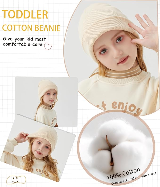 ROYBENS 100% Cotton Baby Beanie Cute Toddler Winter Hat Boys Girls Kids Soft - Image 6