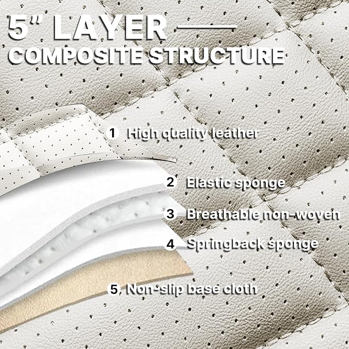 Car Seat Covers, Waterproof Nappa Leather Automotive Seat Covers Full Set - Image 6