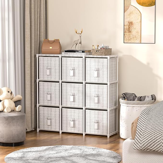 9 Cube Storage Organizer with Printed Drawers, Toy Cubby Storage - Image 4