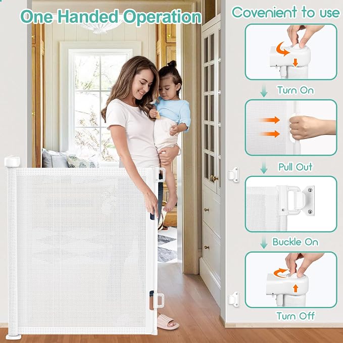 Upgrade 180 inch Retractable Baby Gates, EZIGO Extra Wide Baby Gate - Image 4