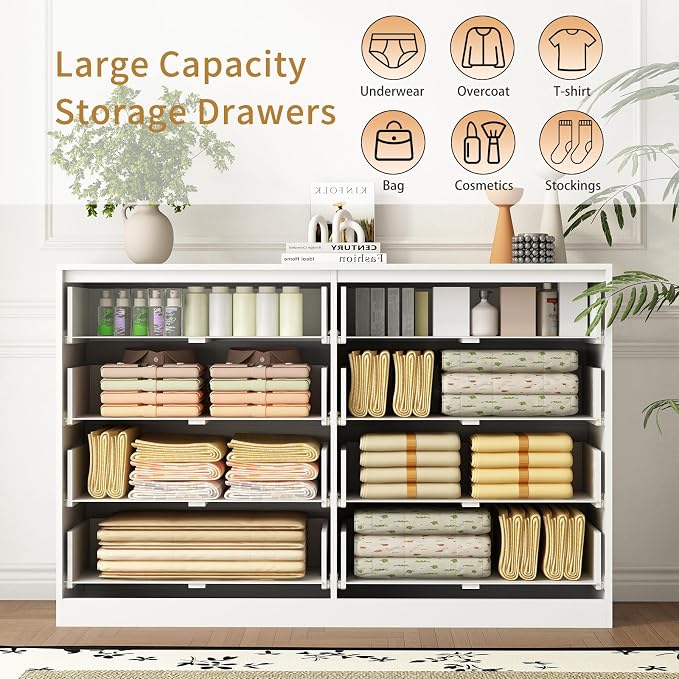 8 Drawer Dresser for Bedroom, Modern Fluted Double Dresser, Wooden Beside Table - Image 5