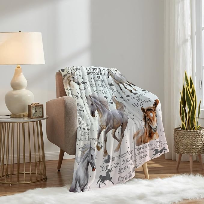Horse Blanket for Adults, Flowers Animals Throw Blanket for Girls Boys - Image 7