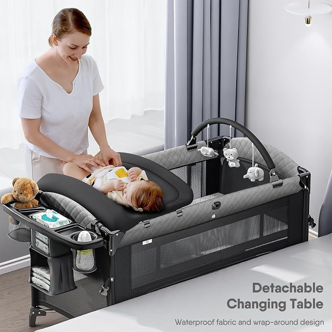 4 in 1 Baby Bassinet, Pack and Play, Bedside Crib Sleeper, Diaper Changer - Image 3