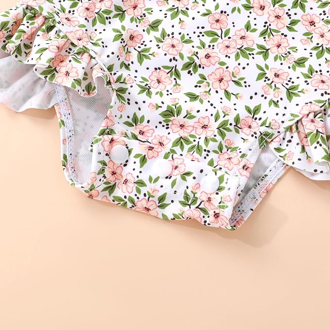 Infant Baby Girl Swimsuit One-Piece Long Sleeve Rash Guard - Image 6