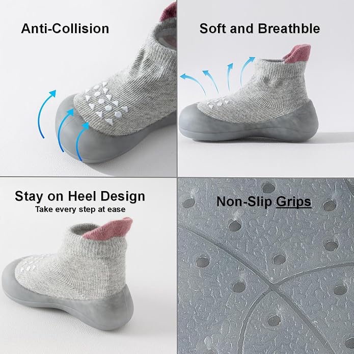 Hstyle Baby Sock Shoes Toddler Walking Shoes Infant Non-Slip Slippers Soft - Image 5