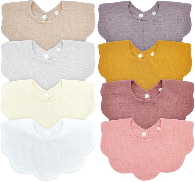 Baby Bibs Muslin Bibs 8 Pack for Drooling and Teething for Unisex Girls Boys by DOSMINE