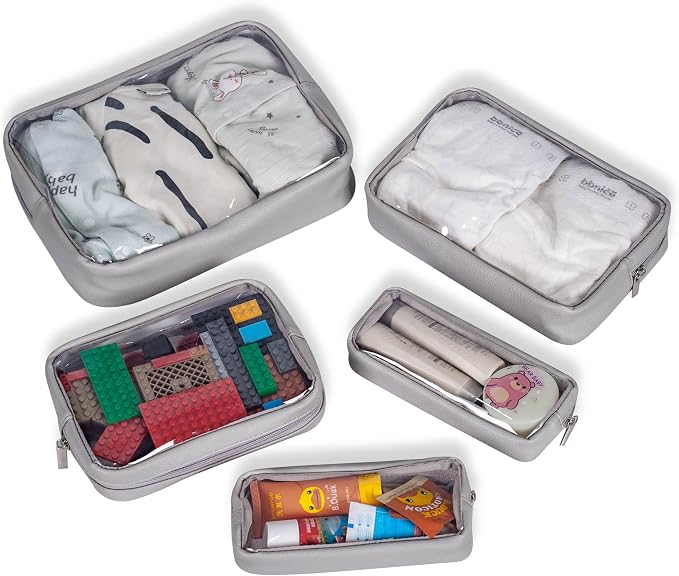 TSA Approved 5-Piece Diaper Bag Organizer Pouch Set Clear Waterproof TPU Kids - Image 5