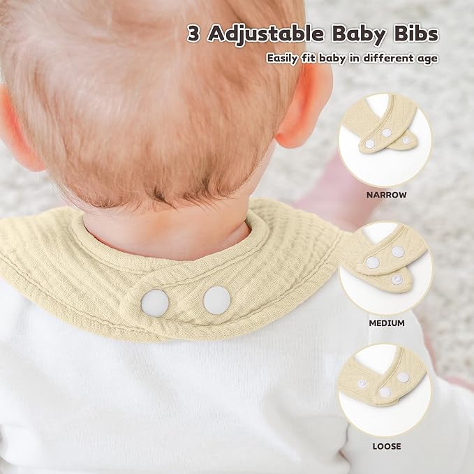 Susurration Muslin Baby Drool Bibs 10Pack Soft Square Adjustable Bandana Bibs - Image 5