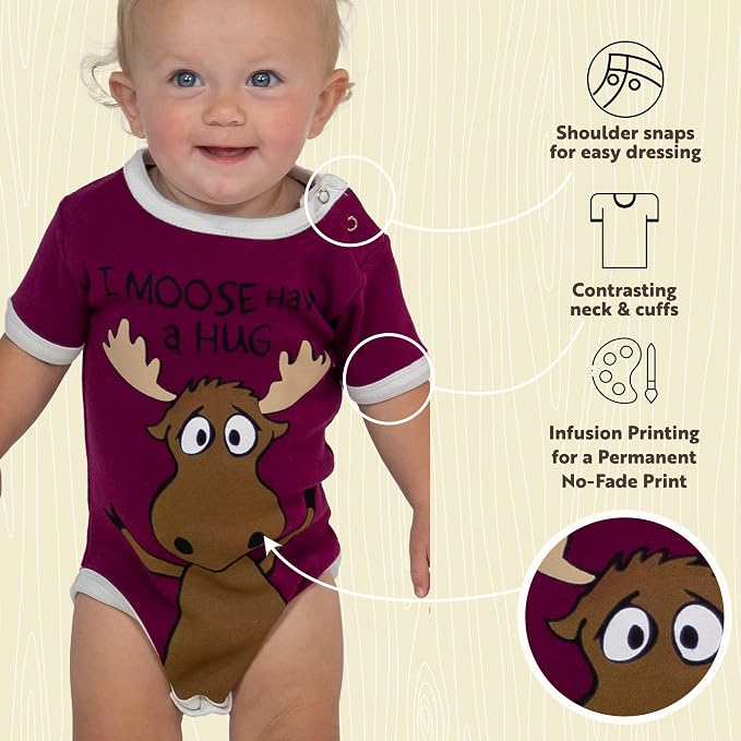Lazy One Cute Unisex Baby Bodysuit, Cute Animal Designs, 6-18 Months - Image 4
