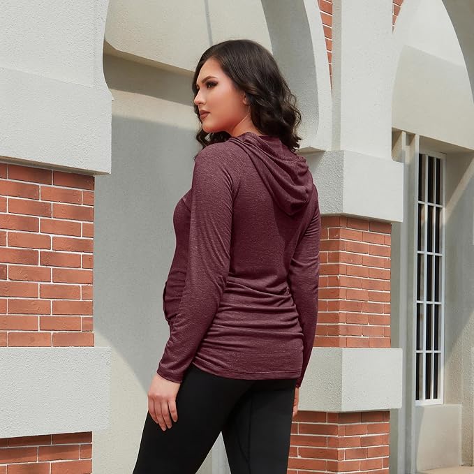 GINKANA Maternity Hoodie Long Sleeves Shirts Casual Maternity Top Pregnancy - Image 4