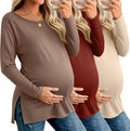 Riyiper 3 Pack Women's Maternity Long Sleeve T-Shirts Round Neck Side Split by Riyiper