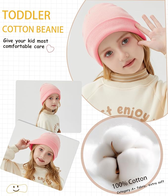 ROYBENS 100% Cotton Baby Beanie Cute Toddler Winter Hat Boys Girls Kids Soft - Image 5