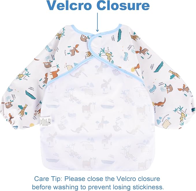 Long Sleeve Baby Bib For Eating Feeding Mess Proof Waterproof Food Smock Bibs - Image 3