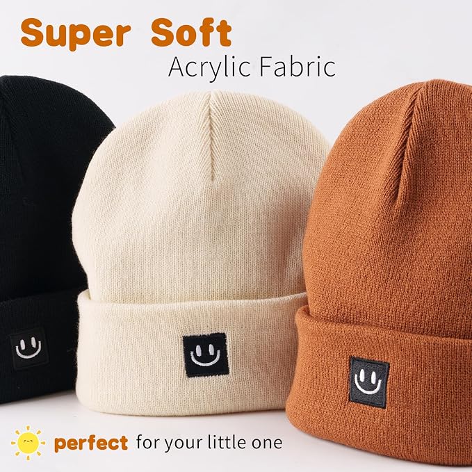 3 Packs Baby Beanie Cute Toddler Beanies Kids Winter Hat Boys Girls Warm Knit - Image 2