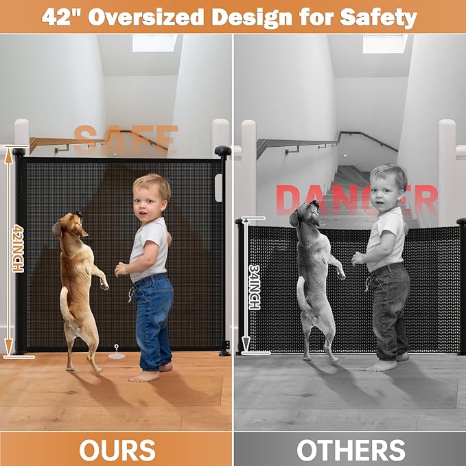 42" Extra Tall Retractable Baby Gates Dog Gate - Image 2