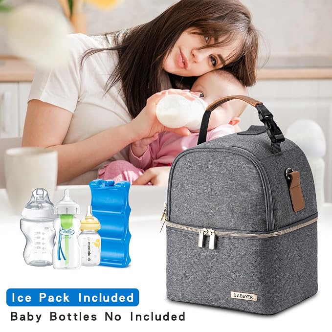 Breastmilk Cooler Bag with Ice Pack Fits 6 Baby Bottles up to 9 Ounce, Breast - Image 6