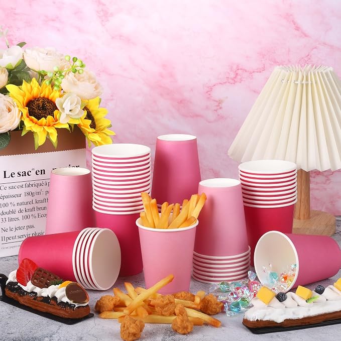 URATOT 60 Pieces 9 Ounce Pink Paper Cups Gradient Color Disposable Coffee Party - Image 4