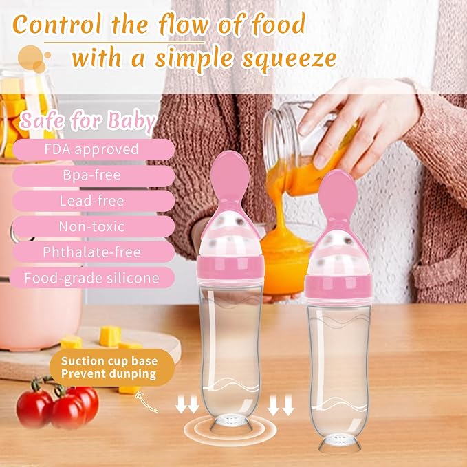 WAJIAYON Baby Food Feeder 4 Pack Silicone Baby Food Dispensing Spoon-3 oz - Image 4
