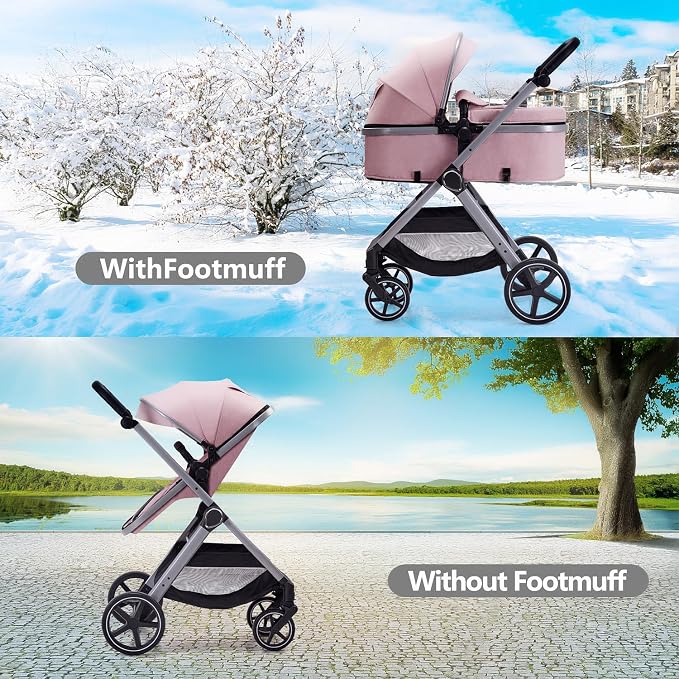 2 in 1 Baby Stroller, Newborn Infant Toddler Convertible Pram Stroller - Image 4