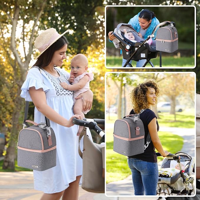 Breastmilk Cooler Bag with Ice Pack Fits 6 Baby Bottles up to 9 Ounce, Breast - Image 7