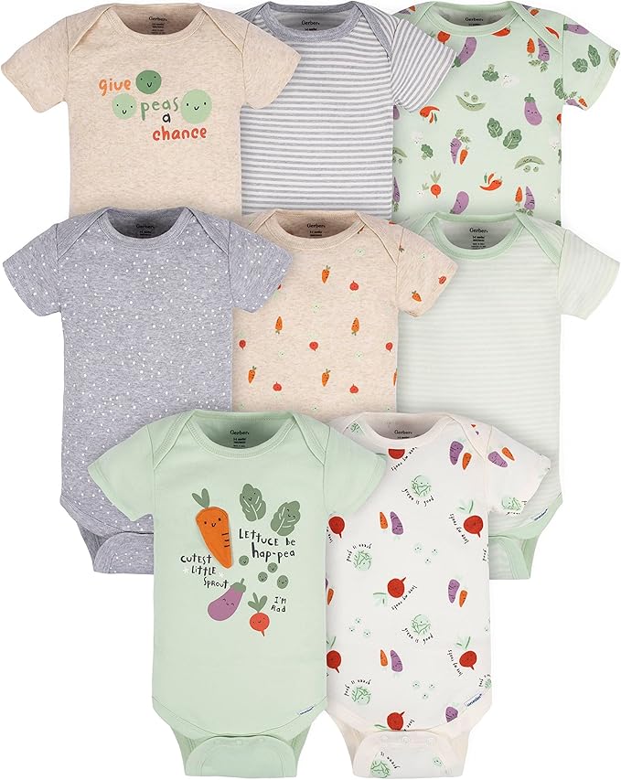 Gerber unisex-baby 8-pack Short Sleeve Onesies Bodysuits by Gerber