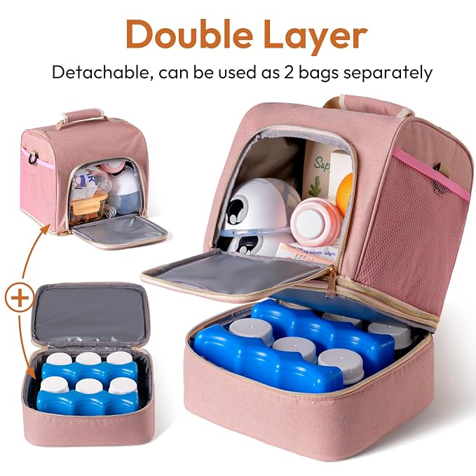 NCVI Breast Pump Bag, Double Layer Removable Pump Bag - Image 2
