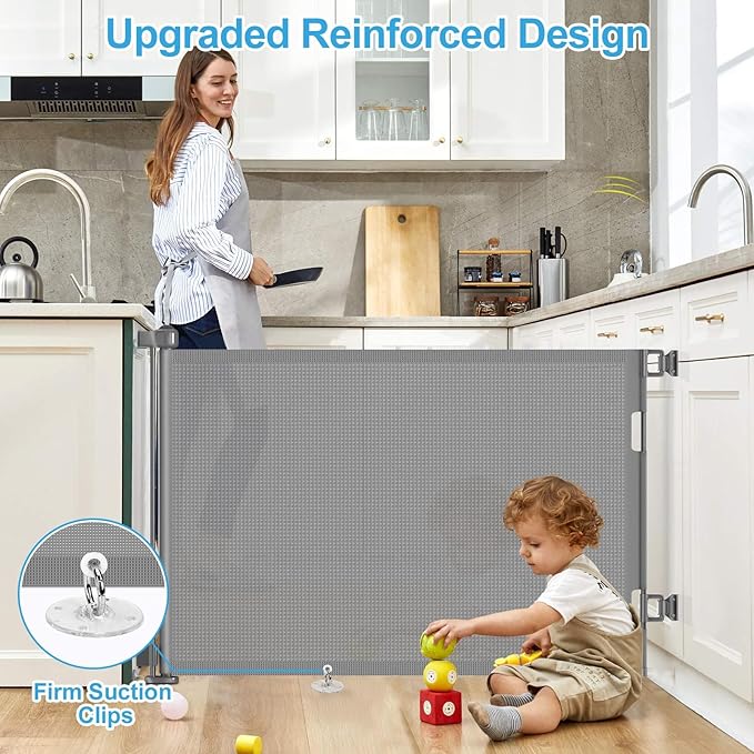 71 inch Retractable Baby Gates, EZIGO Extra Wide Baby Gate - Image 3