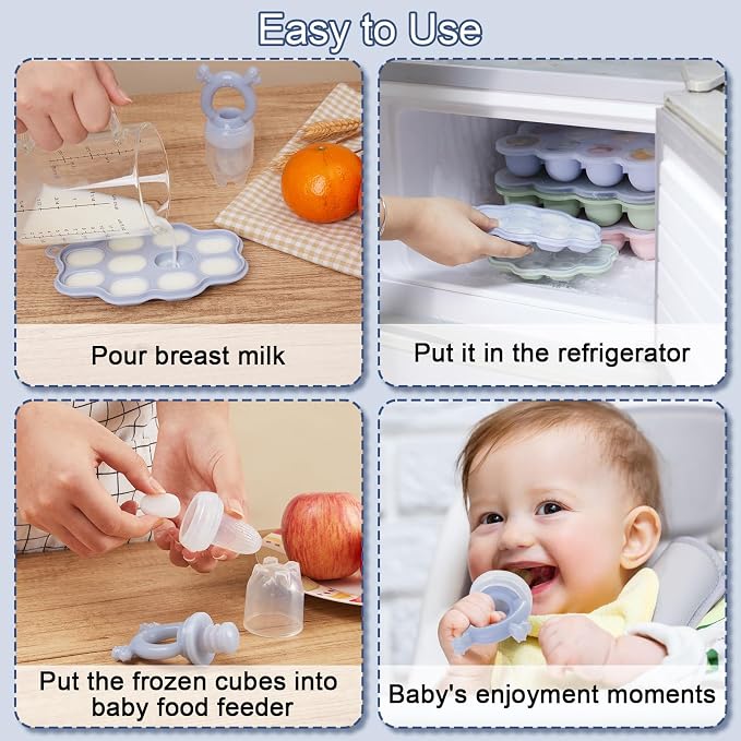 KingKam Baby Breastmilk Popsicle Molds & Baby Fruit Feeder, Baby Food Freezer - Image 2