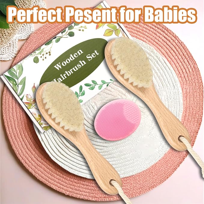 Wooden Baby Hair Brush and Comb Set - Image 7