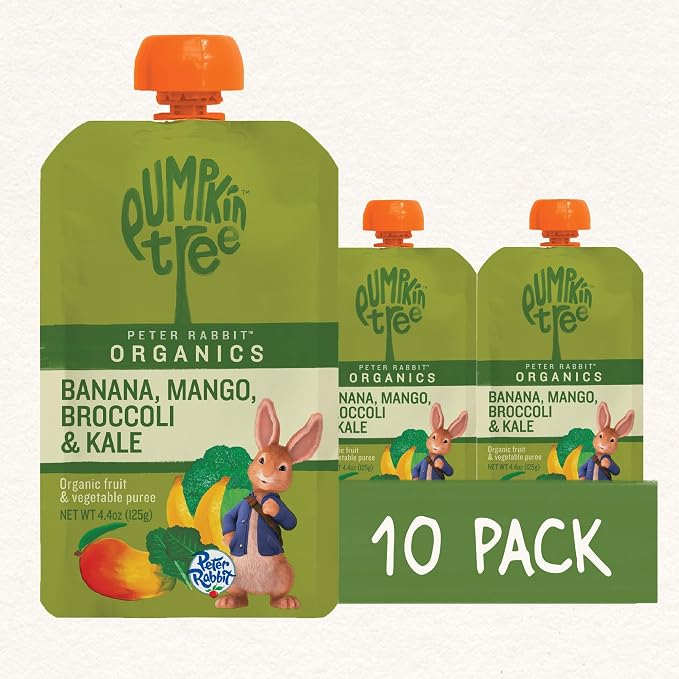 Pumpkin Tree Peter Rabbit Organics, and Kale, 4 Squeeze Pouch, Broccoli & Kale - Image 10