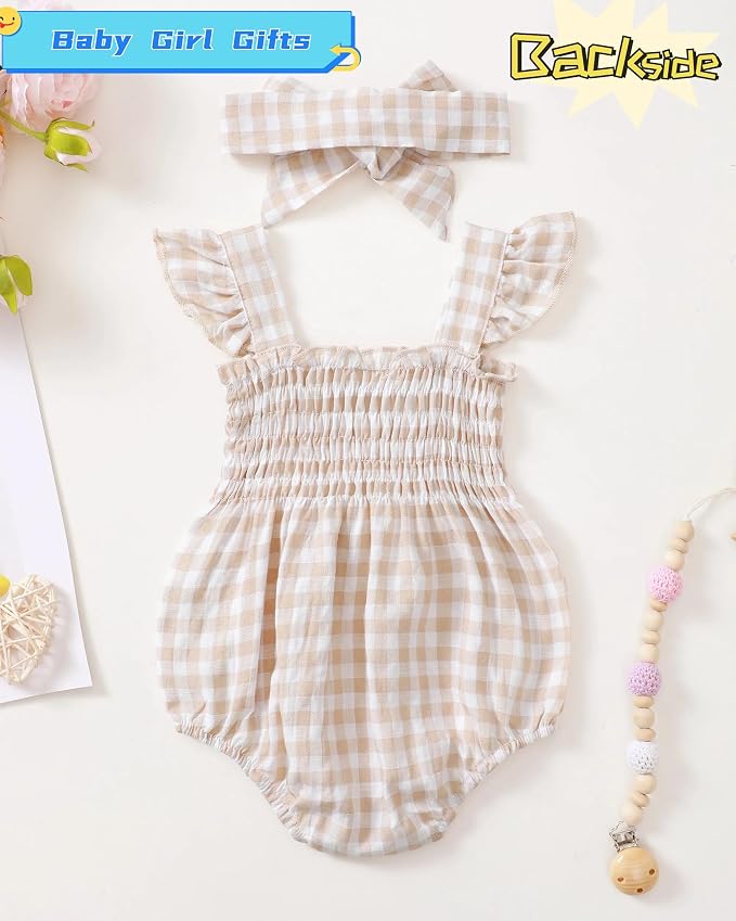 Renotemy Newborn Infant Baby Girl Clothes Rompers Summer Jumpsuits Short Sleeve - Image 3