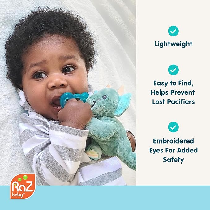 RaZbaby JollyPop Pacifier, Holder w/Detachable Baby Pacifier, Stuffed Animal - Image 6