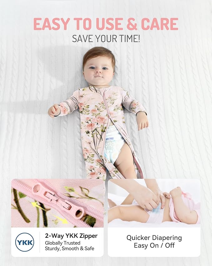 HAPIU Rayon from Bamboo Baby Footed Pajamas, 2 Way Zipper YKK, Footie - Image 4