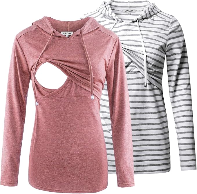GINKANA Women's Nursing Hoodie Sweatshirt Long Sleeves Breastfeeding Maternity by GINKANA