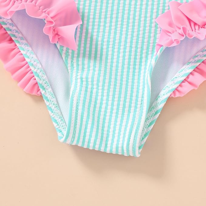 Happy Town Toddler Swimsuit Girl Solid Color Stripe One-Piece Baby Bathing Suits - Image 5