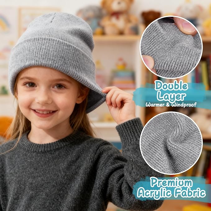 ZOORON Toddler Beanie Baby Kids Beanies Warm Winter Hat Knit Skull Cap - Image 3