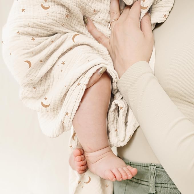 Konssy Muslin Swaddle Blankets for Girls Boys, 2 Pack Receiving Baby Blanket - Image 4