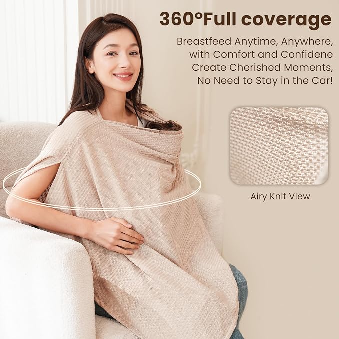 Konssy Nursing Cover for Breastfeeding, Soft & Breathable Privacy Poncho - Image 3