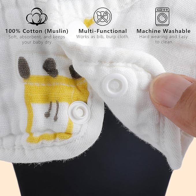 8-Pack 360° Rotate Organic Cotton Baby Bibs, Newborn Muslin Bibs - Image 5