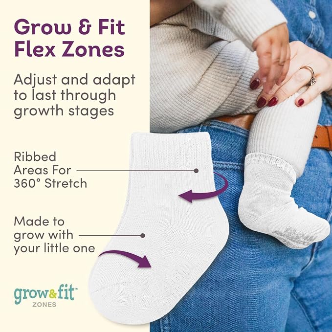 Fruit of the Loom Baby 14-Pack Grow & Fit Flex Zones Cotton Stretch Socks - Image 3
