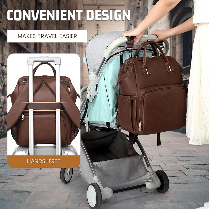 Premium Vegan Leather Diaper Bag Backpack - Image 5