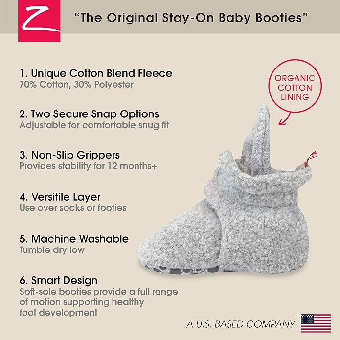 Zutano Unisex Fleece Baby Booties, Two Snap Closure, Newborn to 24 Months - Image 3