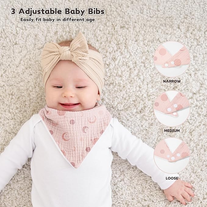 Susurration Muslin Baby Bibs 10Pack Bandana Drool Bibs Soft Adjustable Newborn - Image 4