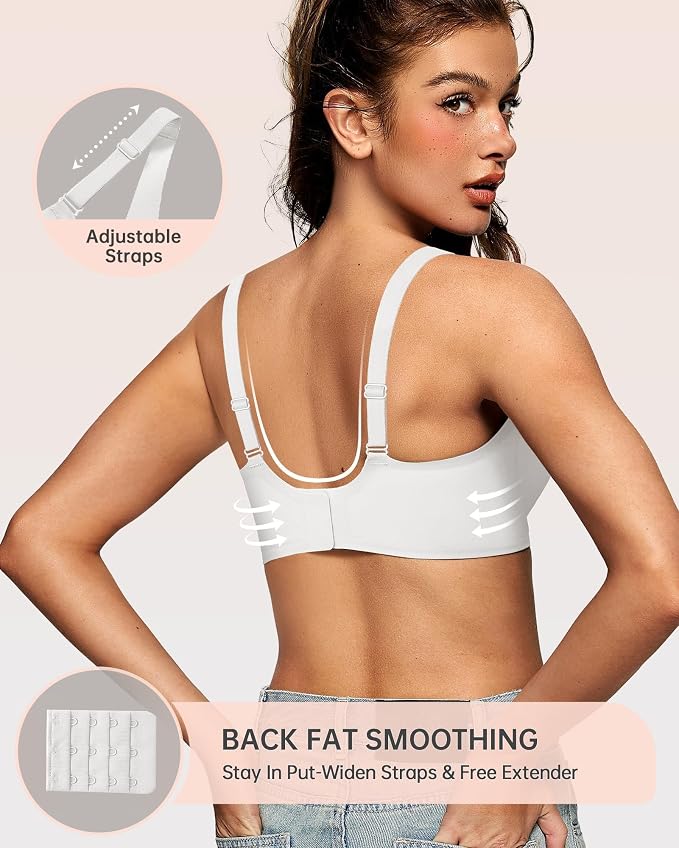 OEAK Womens Deep V Bras Wireless Comfortable Bra Supportive No Underwire Bras - Image 3