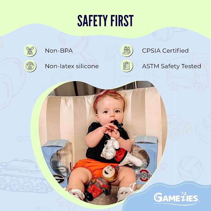Gamezies Baby Boy and Girl Silicone University of Georgia Plush Pacifier - Image 4